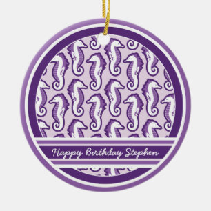 Seepferd-lustige Verzierung - lila Keramik Ornament
