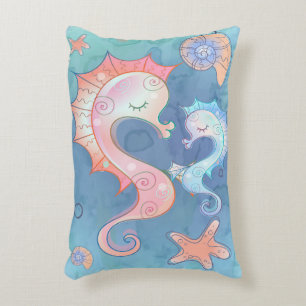 Seepferd Mama und Baby   Geschenk für Kinder Dekokissen