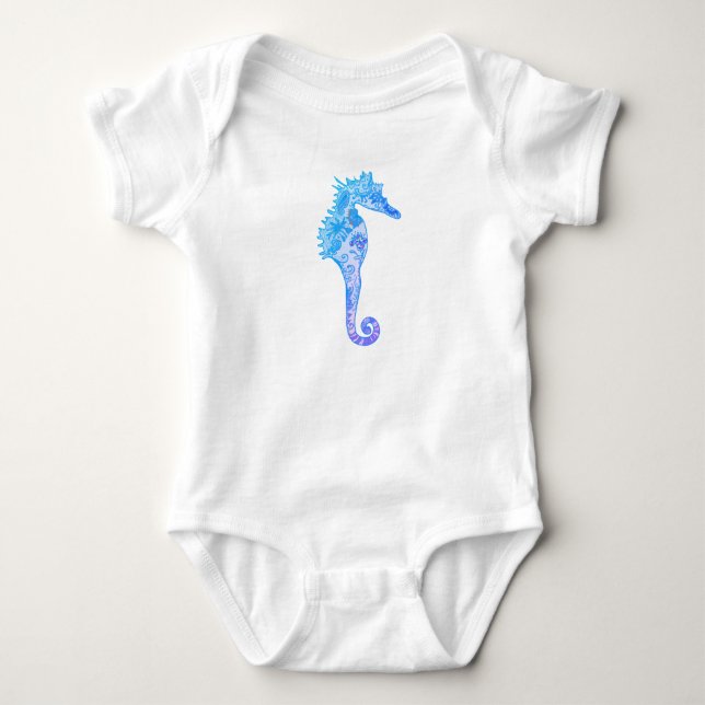 Seepferd mandala zeichnend Babybodysuit Baby Strampler (Vorderseite)