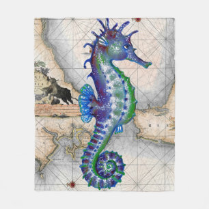 Seepferd Map Gibraltar Fleecedecke