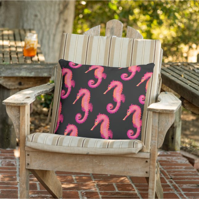 Seepferd Marine Pink Küstenmuster Kissen (Stuhl )
