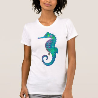Seepferd marineblau und grün T-Shirt