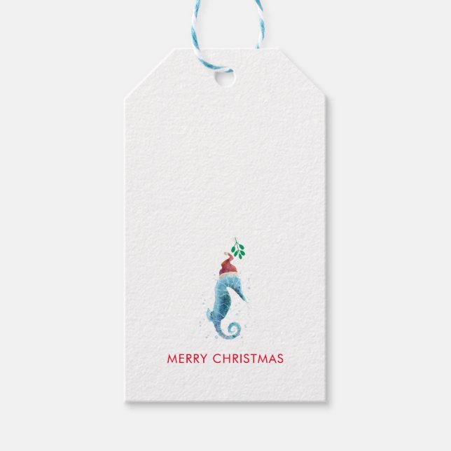 Seepferd Mistletoe Nautical Geschenkanhänger (Vorderseite)