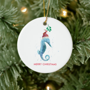 Seepferd Mistletoe Nautical Keramik Ornament