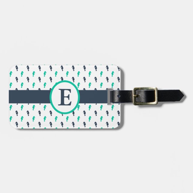 Seepferd Monogram Gepäckanhänger (Vorderseite horizontal)