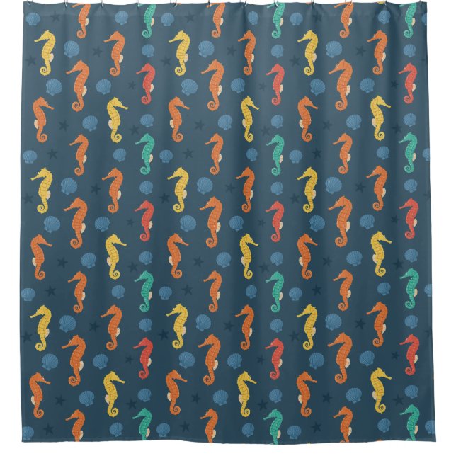 Seepferd Muster Duschvorhang (Vorderseite)