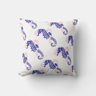 Seepferd Muster marineblau, rosa Sommer reversibel Kissen