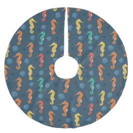 Seepferd Muster Polyester Weihnachtsbaumdecke