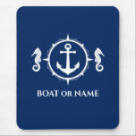 Seepferd Nautical Anchor Ihr Boot oder Name Marine Mousepad<br><div class="desc">Nautical Seepferd und Anker Kapitän Ihr Personalisierter Name oder Bootname Mouse Pad.</div>