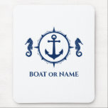 Seepferd Nautical Ankerplatz Ihr Boot oder Name Bl Mousepad<br><div class="desc">Nautical Seepferd und Anchor Kapitän Ihr Personalisierter Name oder Bootsname Mouse Pad.</div>