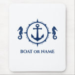 Seepferd Nautical Ankerplatz Ihr Boot oder Name Bl Mousepad<br><div class="desc">Nautical Seepferd und Anchor Kapitän Ihr Personalisierter Name oder Bootsname Mouse Pad.</div>