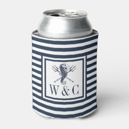 Seepferd Navy Blue Strip Nautic Monogram kann Co Dosenkühler
