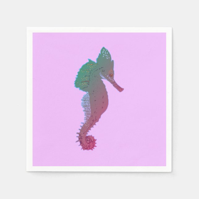 Seepferd, Ocean Life, Vector Art Cocktail Napkin Serviette (Vorderseite)