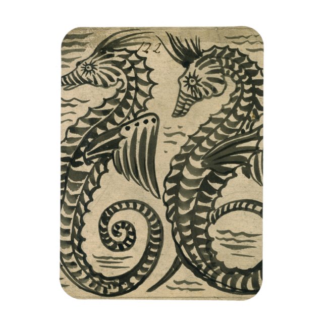 Seepferd (ohne Gefrierfisch auf Papier) Magnet (Vertikal)