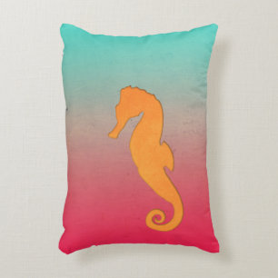 Seepferd Orange Silhouette Einfaches Wassersportze Dekokissen