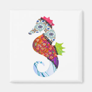 Seepferd-Patchwork-Haustier-Magnet Magnet