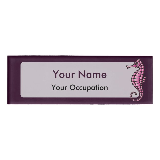 Seepferd Pink Namenschild (Vorderseite)