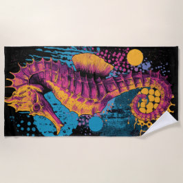 Seepferd Pop Art Ozean Street Style Farbdesign Strandtuch