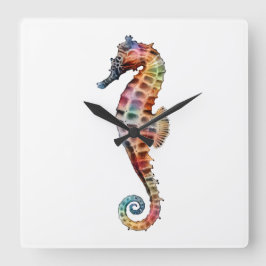 Seepferd Rainbow Quadratische Wanduhr
