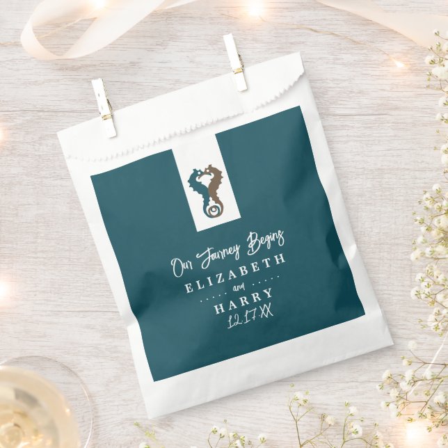 Seepferd Romance, Beach Wedding Geschenktütchen (Ausgeschnitten)
