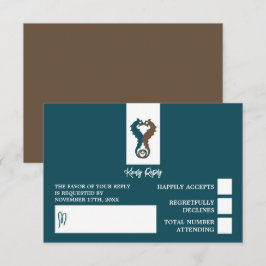 Seepferd Romance, Beach Wedding RSVP Karte