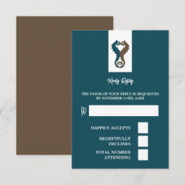 Seepferd Romance, Beach Wedding RSVP Karte