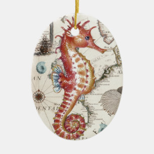 Seepferd schäbig keramik ornament