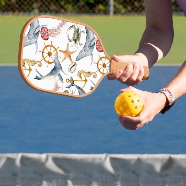 Seepferd, Schiffrad, Dolphin, Krebse, Starfish Pickleball Schläger (InSitu)