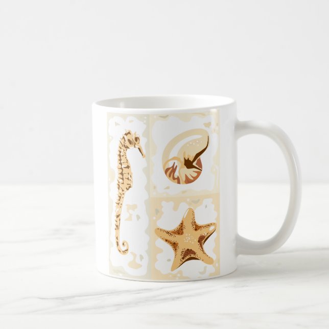 Seepferd Seashells Aquatic Life Tasse (Rechts)