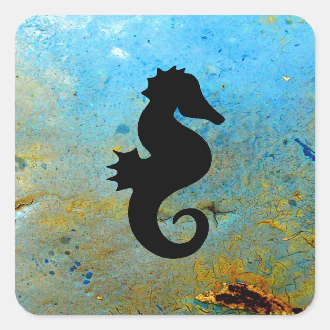 Seepferd Silhouette Quadratischer Aufkleber (Vorderseite)
