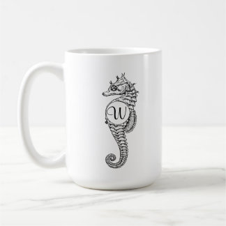Seepferd-Skizze Initial Tasse