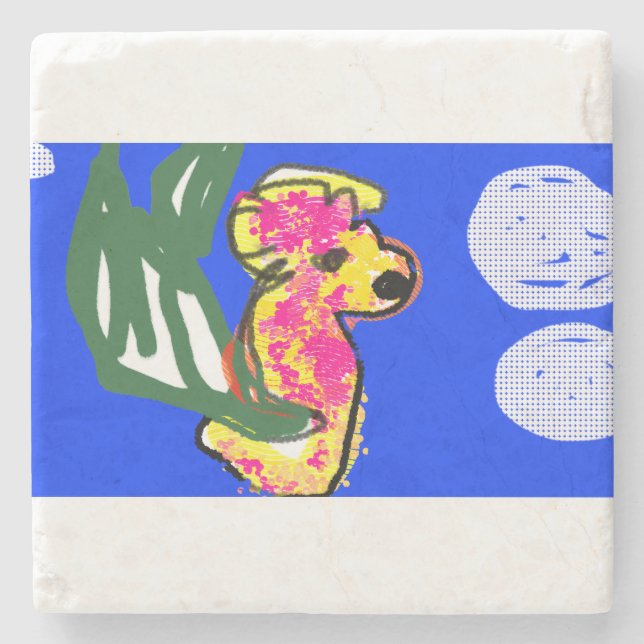 Seepferd Sommer Steinuntersetzer (Vorderseite)