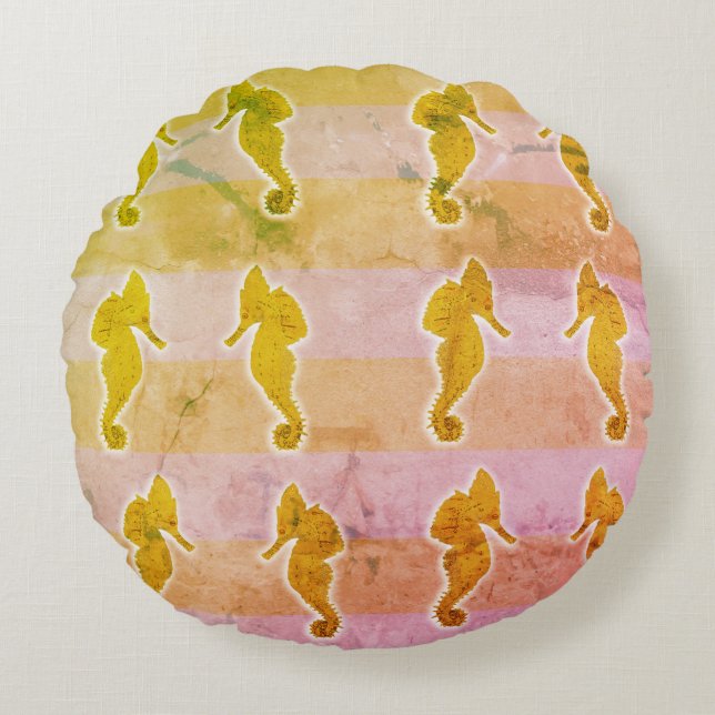Seepferd SommerPattern Rundkissen Rundes Kissen (Vorderseite)