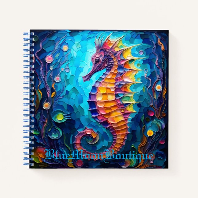 Seepferd-SpiralNotebook aus Hartglas Notizbuch (Vorderseite)