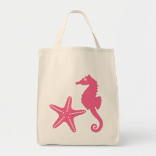 Seepferd & Starfish, fuchsienrosa Tragetasche