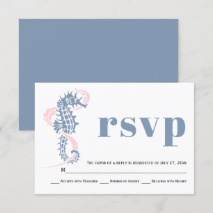 Seepferd, staubige Algen, Hochzeit am Strand mit M RSVP Karte