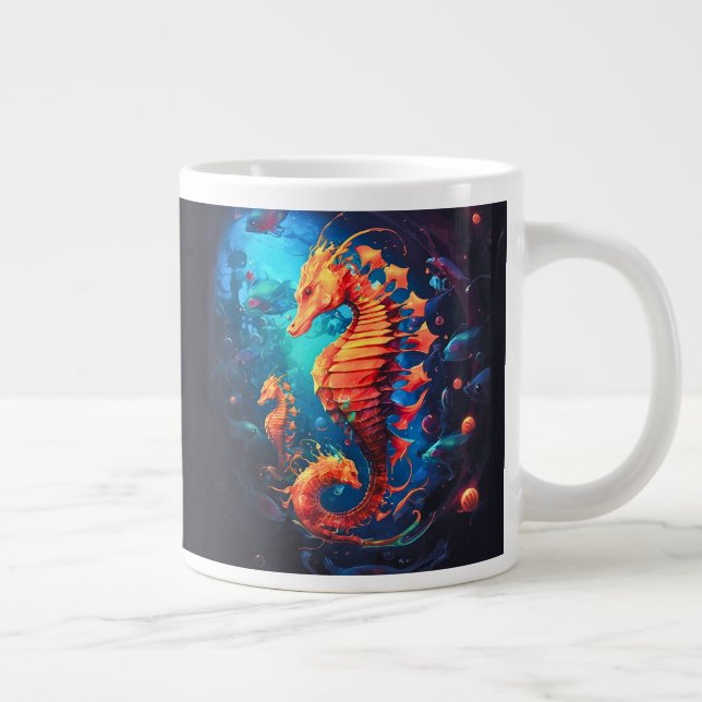 Seepferd Träume, surreale Meereswelt Jumbo-Tasse (Rechts)