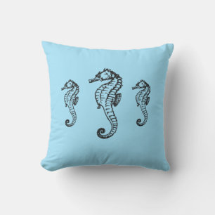 Seepferd Trio Blue Kissen