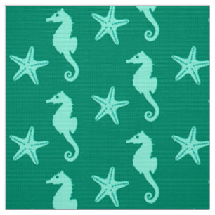 Seepferd u. Starfish - aquamarin und seafoam Grün Stoff