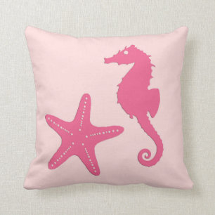 Seepferd u. Starfish - Korallenrosa Kissen