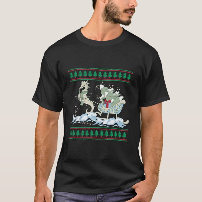 Seepferd Ugly Christmas Geschenk Sea Animal Aquari T-Shirt (Vorderseite)