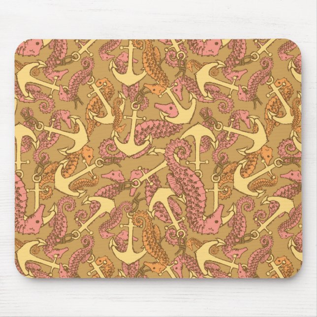 Seepferd und Ankermuster Mousepad (Vorne)