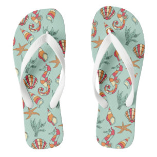Seepferd- und Maschenmuster Flip Flops