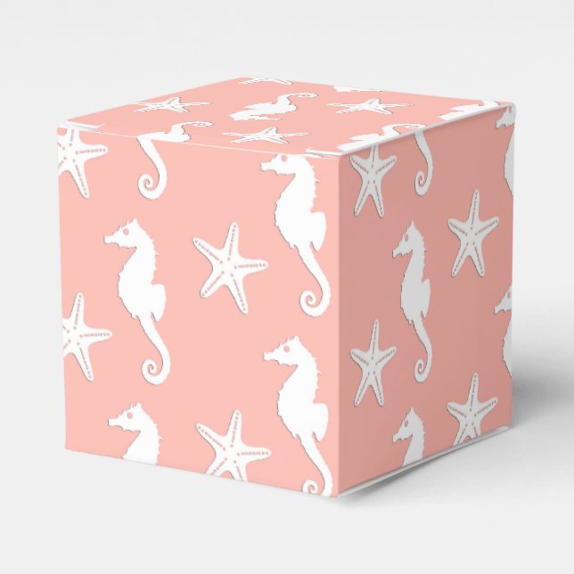 Seepferd und Seestern - Light Coral Pink Geschenkschachtel (Vorderseite)