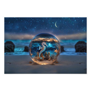 Seepferd und Starfish Beach Unterwasser Fotodruck