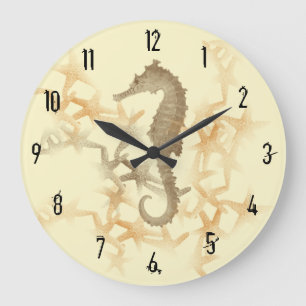 Seepferd-und Starfish-Wand-Uhr durch Julie Große Wanduhr