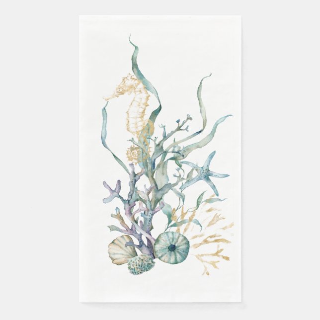 Seepferd unter dem Meer Wasserfarbe Napkin Serviette (Vorderseite)
