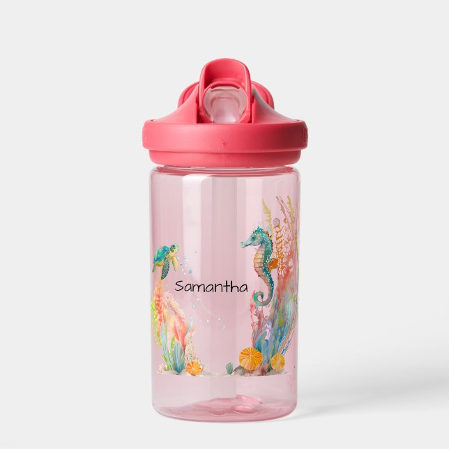 Seepferd Unterwasser Personalisiert Trinkflasche (Vorne)