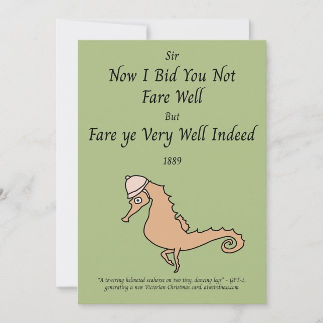 Seepferd Viktorianisch Holiday Car Feiertagskarte (Vorderseite)