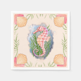 Seepferd von Küstenkorallen Napkins Serviette
